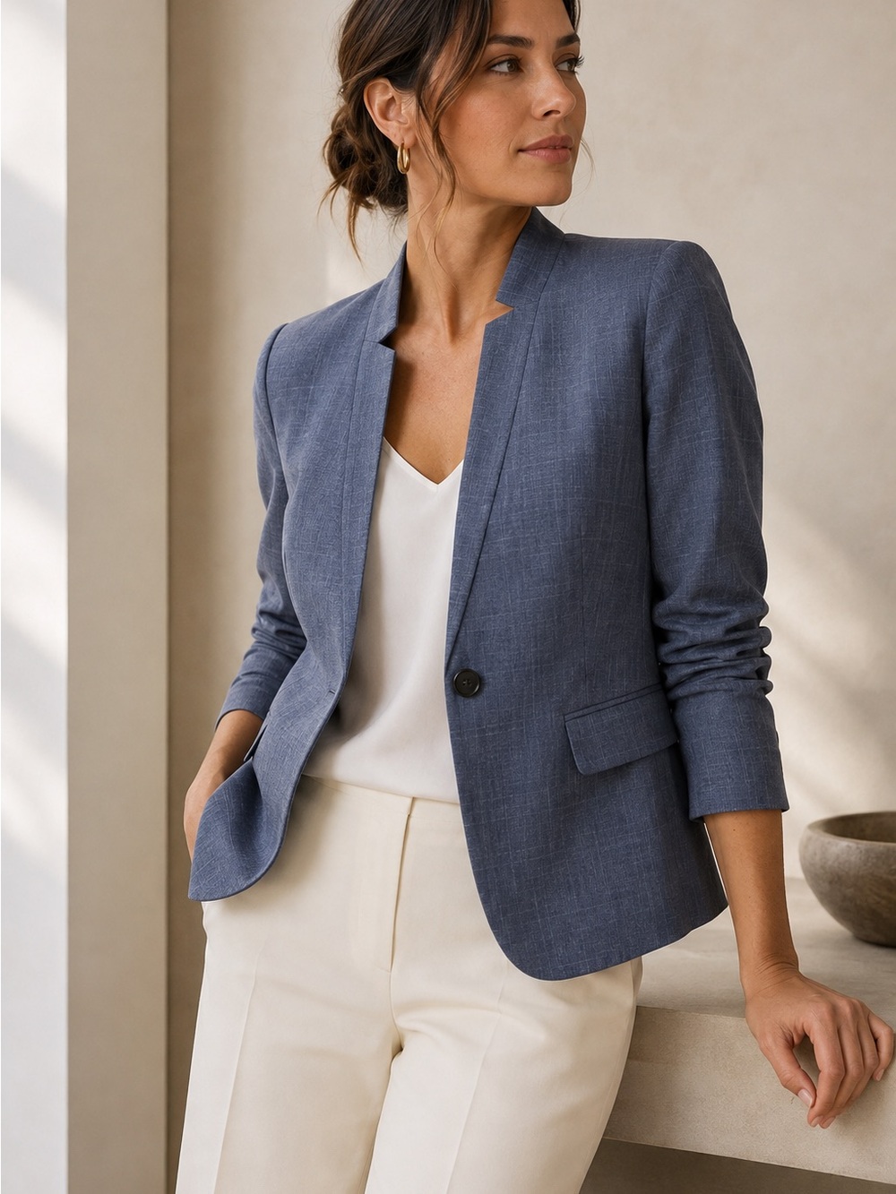 Banana Republic Blue Notch-Collar Blazer